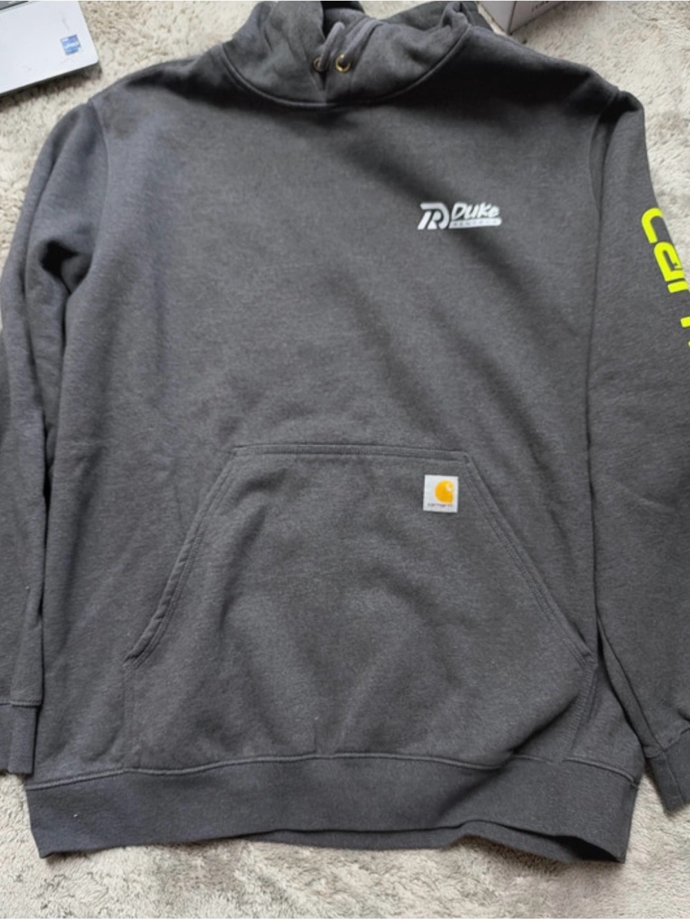 Carhartt Men’s Charcoal Gray Crewneck Hoodie with Logo